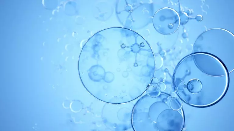 Structure nano moléculaire abstraite. Sphères 3D d’eau 